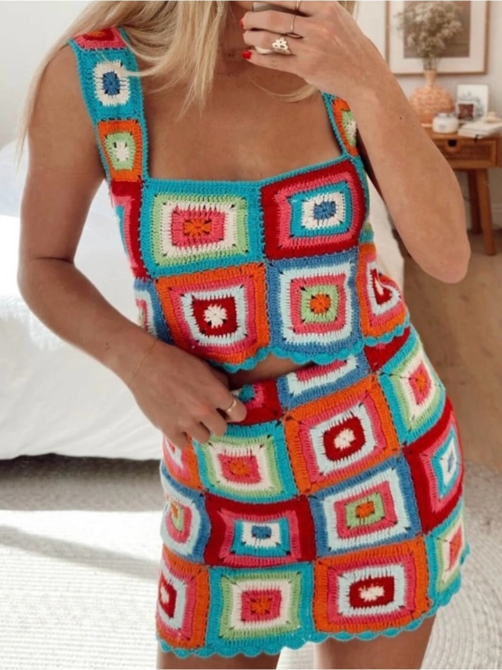 Show Me Your Mumu Pink Label Multicolor Crochet Top & bottom